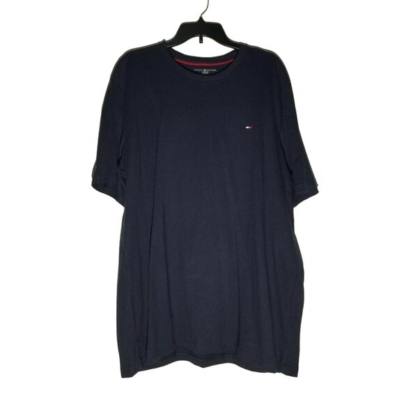 ⭐Tommy Hilfiger Sz XL Mens Tee T-Shirt Round Neck Short Sleeve Solid Navy Blue⭐ - Picture 2 of 5